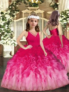 Stylish Floor Length Zipper Child Pageant Dress Multi-color for Party and Sweet 16 and Wedding Party with Ruffles