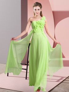 Classical Floor Length Empire Sleeveless Yellow Green Wedding Guest Dresses Lace Up