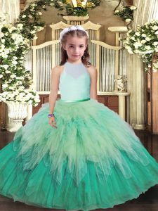 Floor Length Ball Gowns Sleeveless Multi-color Little Girl Pageant Dress Backless