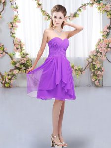 Discount Chiffon Sweetheart Sleeveless Lace Up Ruffles and Ruching Bridesmaid Dress in Lavender