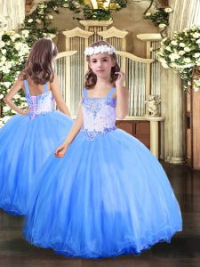 Dramatic Sleeveless Beading Lace Up Kids Pageant Dress