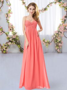 Sophisticated Chiffon Sleeveless Floor Length Bridesmaid Gown and Ruching