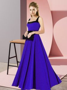 Stylish Blue Zipper Wedding Guest Dresses Belt Sleeveless Floor Length