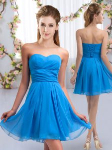Smart Sleeveless Lace Up Mini Length Ruching Wedding Party Dress