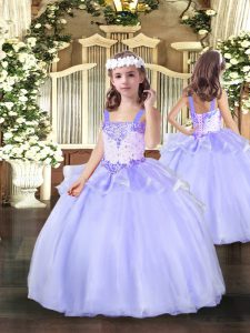 Inexpensive Lavender Sleeveless Beading Floor Length Pageant Dress Wholesale