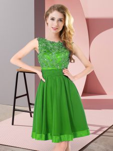 Excellent Mini Length Empire Sleeveless Green Bridesmaid Dresses Backless