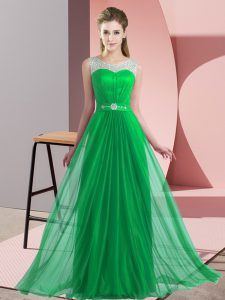 Green Scoop Neckline Beading Wedding Guest Dresses Sleeveless Lace Up