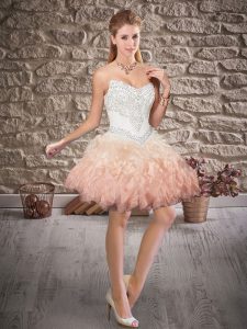 Fashionable Multi-color Sleeveless Mini Length Beading and Ruffles Lace Up Homecoming Dress