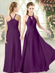 Extravagant Purple Sleeveless Chiffon Zipper Prom Gown for Prom and Party