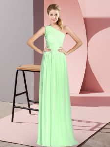 One Shoulder Neckline Ruching Prom Party Dress Sleeveless Lace Up