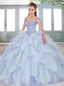 Blue Quinceanera Gowns Sweetheart Sleeveless Lace Up