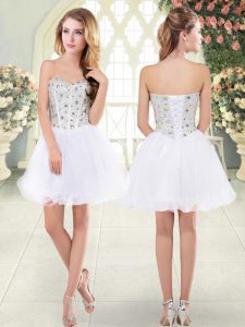 Charming Sweetheart Sleeveless Tulle Homecoming Dress Beading Lace Up