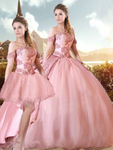Eye-catching Sleeveless Brush Train Appliques Lace Up Sweet 16 Dresses