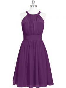 Purple Sleeveless Chiffon Zipper Dress for Prom for Prom and Party