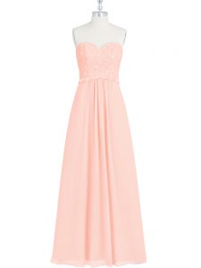 Hot Sale Floor Length Pink Evening Dress Sweetheart Sleeveless Zipper