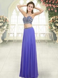 Classical Lavender Sleeveless Chiffon Backless Prom Gown for Prom and Party