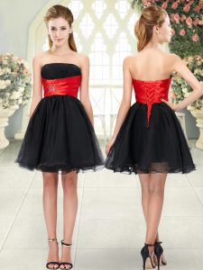 Beading Prom Gown Black Lace Up Sleeveless Mini Length