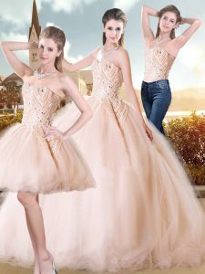 Sweetheart Sleeveless Zipper Ball Gown Prom Dress Champagne