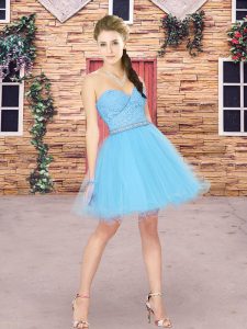 Sexy Aqua Blue Sweetheart Zipper Beading and Lace Wedding Party Dress Sleeveless