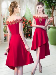 Asymmetrical A-line Sleeveless Red Prom Dresses Zipper