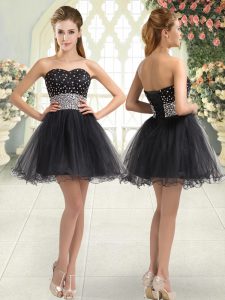 Top Selling Mini Length A-line Sleeveless Black Homecoming Dress Lace Up