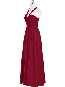Popular Burgundy Sleeveless Chiffon Zipper for Prom and Party and Military Ball