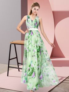 Romantic Multi-color V-neck Neckline Pattern Prom Dress Sleeveless Zipper