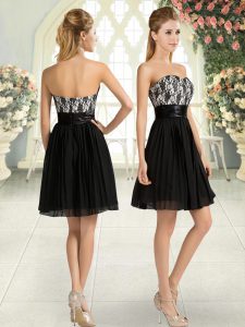 Captivating Black Zipper Sweetheart Lace Prom Dress Chiffon Sleeveless