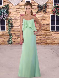 Fashion Ruching Vestidos de Damas Apple Green Zipper Sleeveless Floor Length