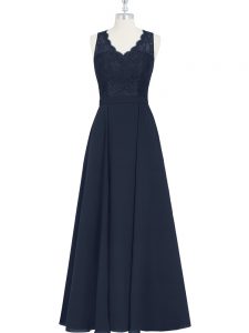 Fashion V-neck Sleeveless Zipper Dress for Prom Black Chiffon