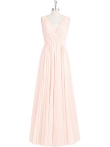Enchanting Pink V-neck Zipper Lace Prom Evening Gown Sleeveless