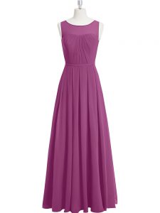 Glamorous Purple Sleeveless Ruching Floor Length Dress for Prom
