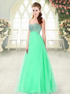 Traditional Apple Green Sleeveless Tulle Lace Up for Prom and Party