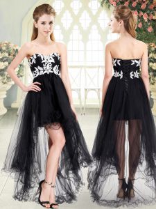 Affordable Sleeveless Appliques Lace Up Prom Gown