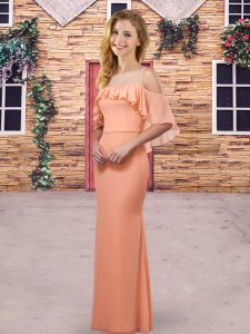 Pink and Orange Sleeveless Ruching Floor Length Vestidos de Damas