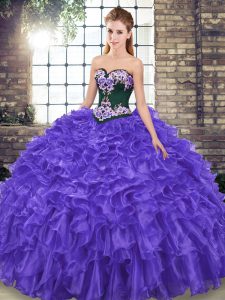 Enchanting Purple 15 Quinceanera Dress Sweetheart Sleeveless Sweep Train Lace Up
