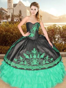 Custom Made Blue And Black Sleeveless Organza Lace Up Quinceanera Gowns for Military Ball and Sweet 16 and Quinceanera