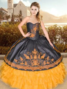 Custom Designed Orange Vestidos de Quinceanera Military Ball and Sweet 16 and Quinceanera with Embroidery and Ruffled La