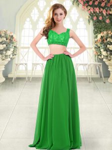 Dynamic Green Straps Zipper Beading and Lace Prom Dress Sleeveless