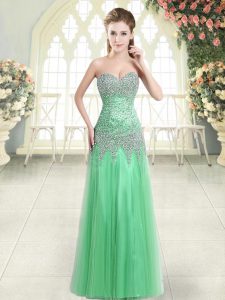 Extravagant Beading Dress for Prom Zipper Sleeveless Floor Length