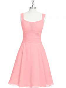 Spectacular Mini Length A-line Sleeveless Pink Evening Dress Zipper