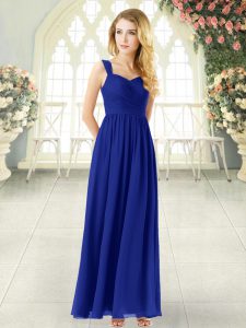 Ankle Length Zipper Royal Blue for Prom and Party with Ruching