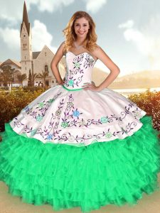 Green 15 Quinceanera Dress Sweetheart Sleeveless Lace Up