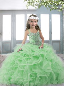 Elegant Sleeveless Beading Lace Up Pageant Gowns For Girls