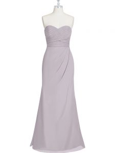Glorious Floor Length Grey Prom Evening Gown Sweetheart Sleeveless Lace Up