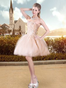 Beautiful Sweetheart Sleeveless Lace Up Dress for Prom Pink Tulle