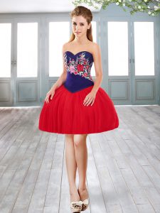 Tulle Sleeveless Mini Length Prom Party Dress and Embroidery