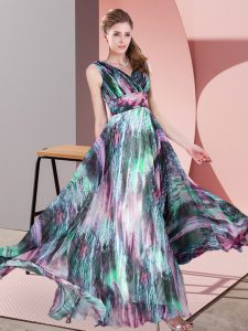 Custom Designed Printed Sleeveless Floor Length Prom Evening Gown and Pattern