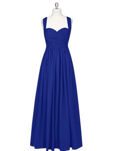 Customized Chiffon Sleeveless Floor Length Prom Evening Gown and Ruching