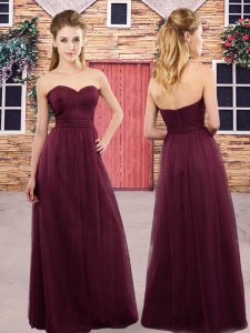 Admirable Sleeveless Zipper Floor Length Ruching Bridesmaid Gown